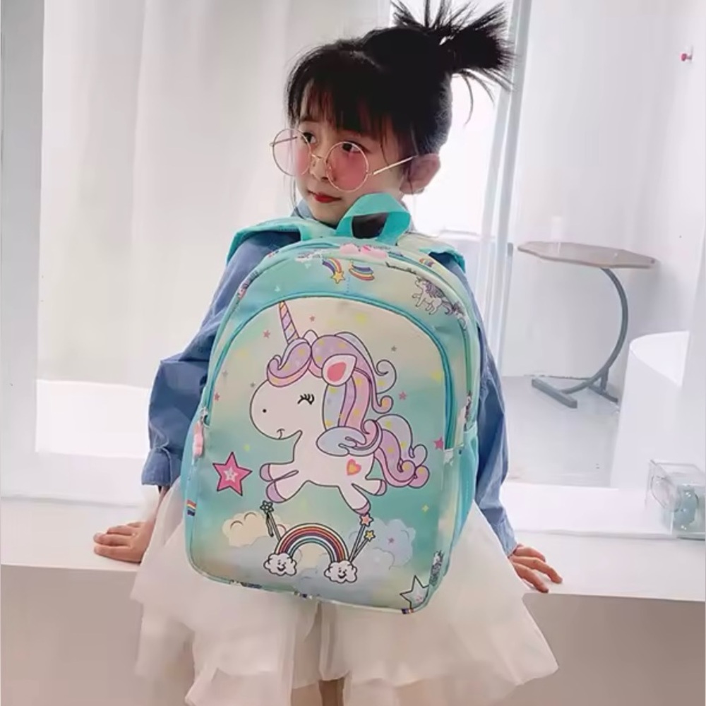 Pastel Unicorn Backpack – Kids’ School Bag with Rainbow Design (32×26×10cm)